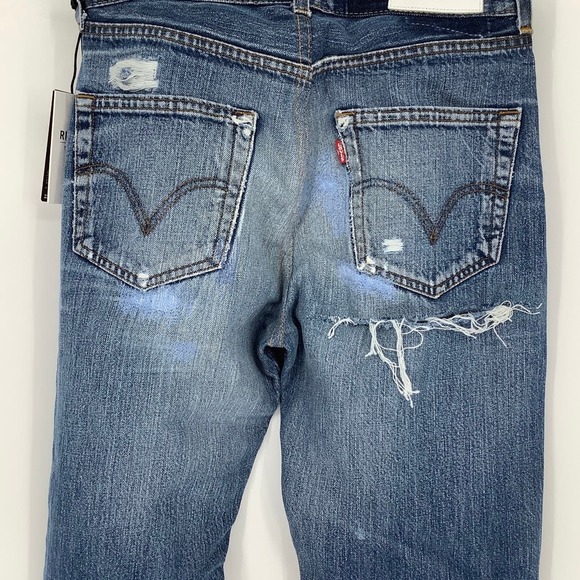 NEW RE/DONE LEVIS Sz 27 70s Straight Indigo Ass Rip Denim Jeans $475 msrp I17-1 - Picture 7 of 13